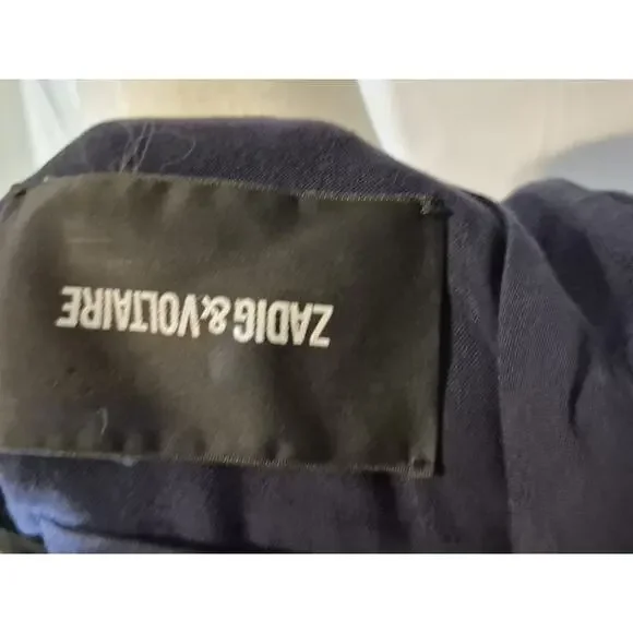 Zadig & Voltaire Womens Designer Navy Blue Satin Reveal Stain Dress Large - Picture 11 of 11